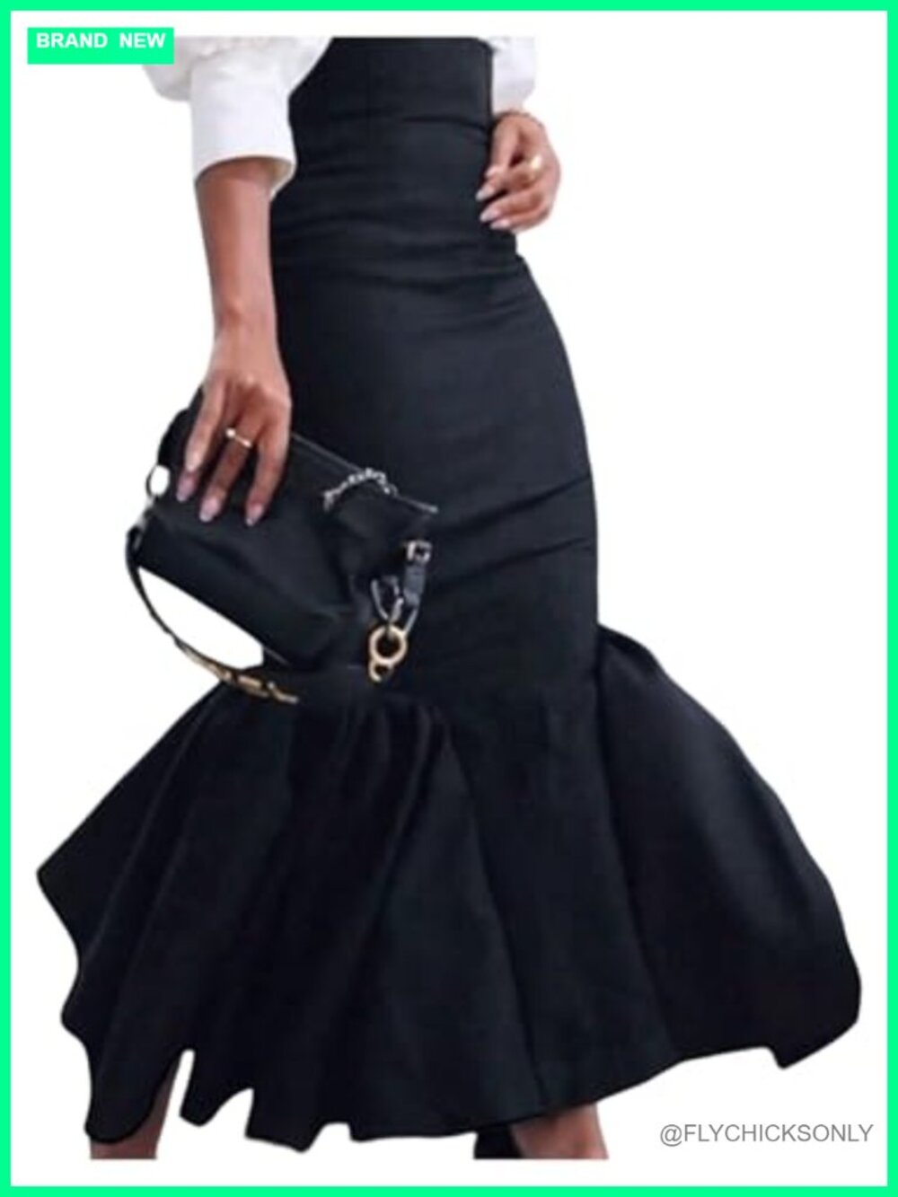 Ruffle High Waisted Maxi Pencil Bodycon Skirt with Built-in Shorts
